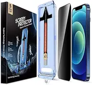 MAGIC JOHN 2 Pack for iPhone 12/12 Pro 6.1 inch Privacy Glass Screen Protector, Auto Dust-Elimination Installation, Bubble Free, Easy Installation