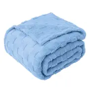LINENOVA Coral Fleece Blanket Large Comfort Soft Queen Size - Blue Suede