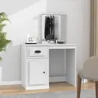 Elegance in White: Engineered Wood Dressing Table with Mirror