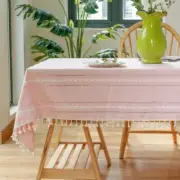 Long Stripe Three-dimensional Embroidery Hollow with Tassel Table Cloth Decor
