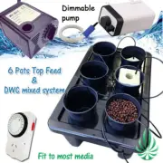 Hydroponics 6 Pots Watering Dripping System Water Air Pumps Complete Setup Kit