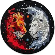 EMBROVERSE Fire and Ice Lions Yin Yang Large Back Patch - Celestial Kings Embroidered Jacket Accessory, Cosmic Wildness Balance, Nature Strength, Iron-On, 13.4 inches