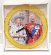 King Charles & Queen Camilla 7" Gold novelty wall/desk clock Brand New
