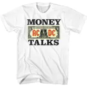 ACDC Mens T-Shirt New Money Talks Logo Licensed 100% White Cotton Sizes SM - 5XL