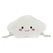 2Pcs Cute Cloud-shaped Smile Face Fashion Plush Bag Ladies Handbag Chain Mobile Phone Bag (White)