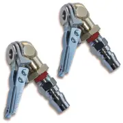 Air Tyre Chuck 2pc Ball Tire with Valve Stem Lock On Clip Inflator Steel Fitting