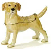 Yellow Golden Labrador Dog Trinket Box, jeweled, enameled, NIB - So Cute!