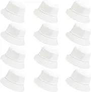 [Wheebo] 12 Pieces Bucket Hats for Women Summer Beach Fishmen Hat for Lady Adult Unisex Cotton Cap