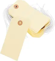 Operitacx 100Pcs Blank Tags with Strings for Jewelry and Crafts Price Tags with Smooth Surface for Easy Writing for Business Display and Marking