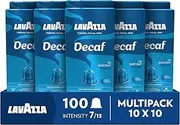 [Lavazza] Decaf, 100 Coffee Pods Compatible with Nespresso Machines, Chocolate and Dried Fruit Notes, Arabica and Robusta, Intensity 7/13, Medium Roasting, 10 Packs of 10 Pods