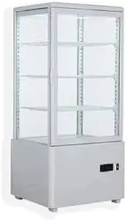 OptiTech Display Fridge (98L), Display Fridge, Display Cabinet, Drink, Display for Shops, Bars & Restaurants, 4-Sided Refrigerated Display
