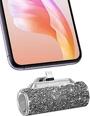 4smarts Small Portable Charger for iPhone, Mini Power Bank 4500mAh, Bling Cute Portable Phone Charger Battery Pack for iPhone 14/13/12/11/XR/8/Pro Max/Plus/Mini/SE Series - Shiny Black
