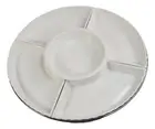 White Ceramic Serving Dish Lazy Susan Chip Dip Appetizer Bowl & Metal Turntable