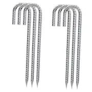 Rebar Stakes 12 Inch Galvanized, J Hook Rebar Stakes 6 Pack Ground 6pcs J-HOOK