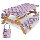 72In Picnic Table Cover with Bench Covers Fitted Stain Resistant Rectangular