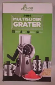 Multi-Slicer Grater Shredder Slicer Stainless Steel Blades 3 Grating Drums - NEW