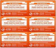 Dr. Bronner’s - Pure-Castile Bar Soap (Tea Tree, 5 oz, 6-Pack) - Made with Organic Oils, For Face, Body, Hair & Dandruff, Gentle on Acne-Prone Skin, Biodegradable, Vegan, Non-GMO