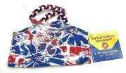 Build-A-Bear Red White Blue Tie-Dye Sequin Flower Halter Patriotic Top NWT