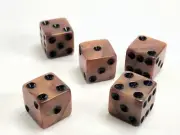 5ct 12mm Dice Bronze W Black Dots Square Corner 6 side RPG Game MTG D6 Set