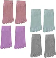 FRCOLOR Women's Toe Socks 4 Pairs Short Separate Toes Socks Low Cut Comfortable Elastic Breathable