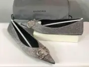 NIB BALENCIAGA Medallion BB Square Knife Pointy Toe Ballerina Flats US 6/ EU 36
