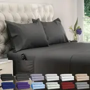 Luxury King Size Cooling Sheets Set - 4 Pcs with Deep Pockets & Side Pocket - Gr