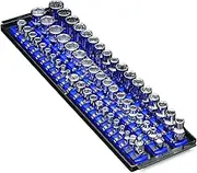 Ernst Manufacturing 19-Inch Socket Boss, Premium 3-Rail Multi-Drive Socket Organizer, Blue