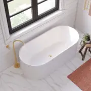 1700mm Eleanor Gloss White Oval Fluted Freestanding Acrylic Bath