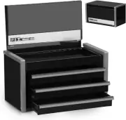 Mini Black Tool Box Portable 3 Drawer Steel Stackable Tool Box W/Magnetic Tab