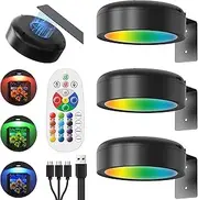 3 Pack Picture Lights for Wall, 13 RGB Color Rechargeable Battery Operated Wall Lights, Picture Frame Light with 3 Lighting Modes, Wireless Magnetic Painting Light with Remote Control Timer