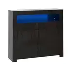 NNEED Buffet Sideboard LED RGB High Gloss 2 Doors Black