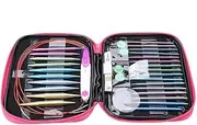 Aluminium Knitting Needle,26Pcs Interchangeable Needles Set with 4Pcs Circular Plastic Wires Set for Handmade Knitting Sweater,2.75mm-10mm with Case