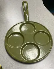 MCM Griddle Copco Plett Pan Avocado Green Cast Iron Enamel