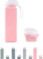 HFYIGO Collapsible Water Bottles, BPA Free Silicone Foldable Water Bottle Cup with Straw Strap 20.6oz,Leak-Proof Durable Lightweight Bottle for Gym Travel Camping Hiking (D)
