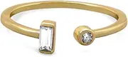 [JewelryWeb] Gld Plated 925 Sterling Silver Ring An Open Featuring Round CZ Simulated Diamond Baguette Cubic Zirconia Ends Band Style-Ring for Women
