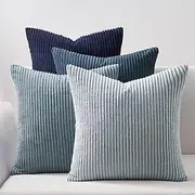 Topfinel Blue Cushion Cover 40cm x 40cm for Sofa Livingroom Corduroy Throw Decorative Pillows Covers Set of 4 Square Fluffy Boho Cushions Covers Bright Colorful Cushion Covers 16x16