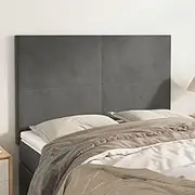 Bed Headboard Set of 4, Beds Head Frame Headboards 4 pcs Dark Grey 72x5x78/88 cm Velvet