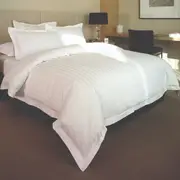 Jason Commercial Easy Care Satin Stripe Quilt Cover Set WHT