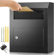 Mailbox for outside Wall Mount Locking Drop Box Wall Mounted Heavy Duty Safe Key