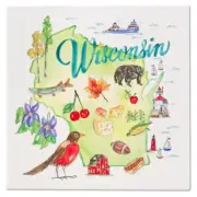 State of Wisconsin Bird Badger Cheese Football Lighthouse 8 In. Ceramic Trivet
