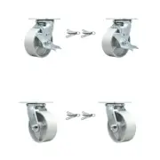 5 Inch Semi Steel Caster Set with Ball Bearings 4 Swivel Lock 2 Brake SCC
