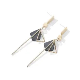 【INES】韓國設計S925銀針優雅氣質復古幾何拼接長款耳環