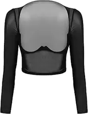 [GRRKDFQ] Women's Lingerie Sets See-Through Mesh Long Sleeve Open Front T-Shirt