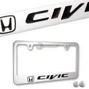 HONDA CIVIC Chrome Plated Brass License Plate Frame with 2 Chrome Caps AUTHENTIC