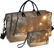 [YXYZRMY] Park Winter Tree Scene Travel Duffel Bag Gym Bag Sports Tote Bag with Multiple Interior Pockets Shoulder Weekender Bag for Women Men with Toiletry Bag 20.5”x 7.9”x 13.8”, Multi-Colored, one