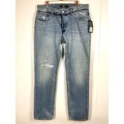 Hudson Blake Slim Straight Leg Destroyed Jeans Size 36 NWT