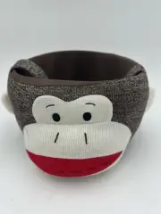 Sock Monkey Basket 6.5” Handle Brown Toy Book Storage Play Portable Picnic Hunt