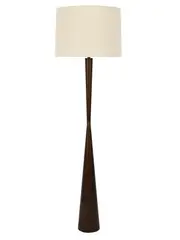 Wirth 1 Light Floor Lamp in Walnut with Natural Linen Shade and Brass Details