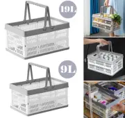 9L 19L Portable Collapsible Shopping Cart Basket Crates Plastic Picnic Camping