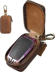 Generic Key Fob Holder Case, Retro Leather Key Case for Car Keys, Dual Zipper Key Case for Car Keys, Small Car Smart Key Pouch for Men